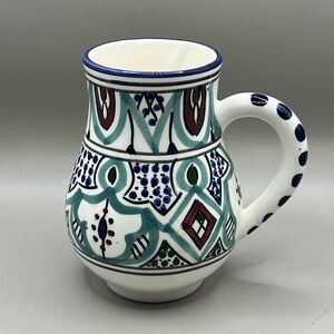 Le Souk Ceramique Large Hand Painted Mug Made In Tunisia 5.5”
